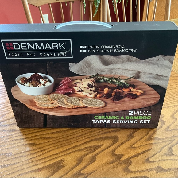 NIB Denmark Tools for Cooks - 2 Piece Ceramic & Bamboo Tapas Serving Set - Picture 5 of 8